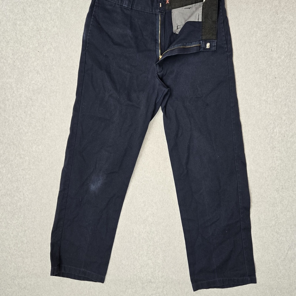 Dickies Men Pants 34X34 Navy Blue Work Pants Twill 874FLEX Zipper READ